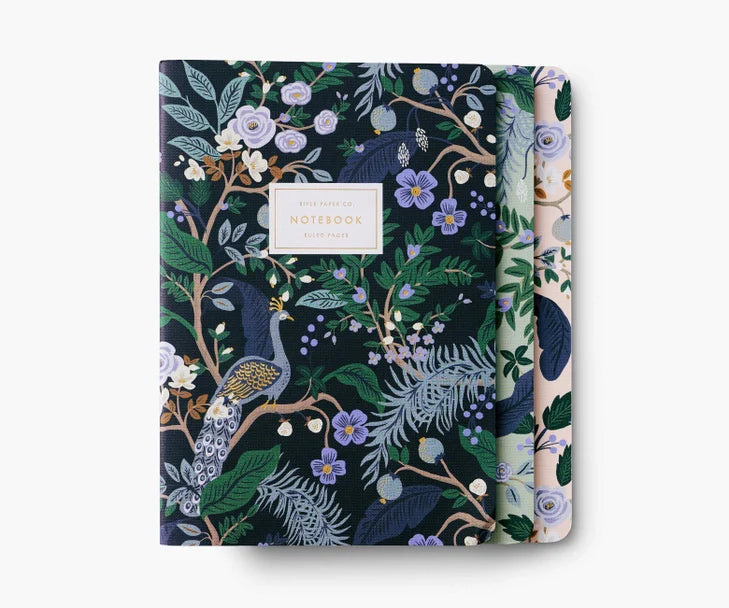 {Rifle Paper Co.} Stitched Notebooks :: Peacock :: Set of 3