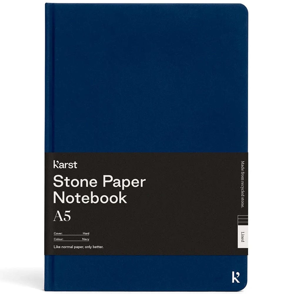 Karst Stone Paper Hard Cover Notebook - Grid A5 - Navy