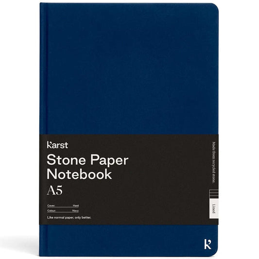 Karst Stone Paper Hard Cover Notebook - Grid A5 - Navy