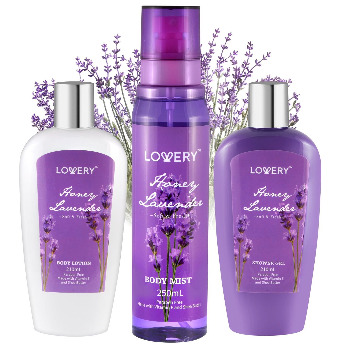 Honey Lavender Bath and Body Set - 3Pc Self Care Kit