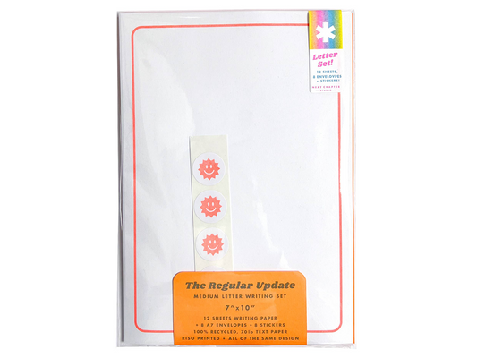 Letter Writing Set, Orange Fluorescent Suns