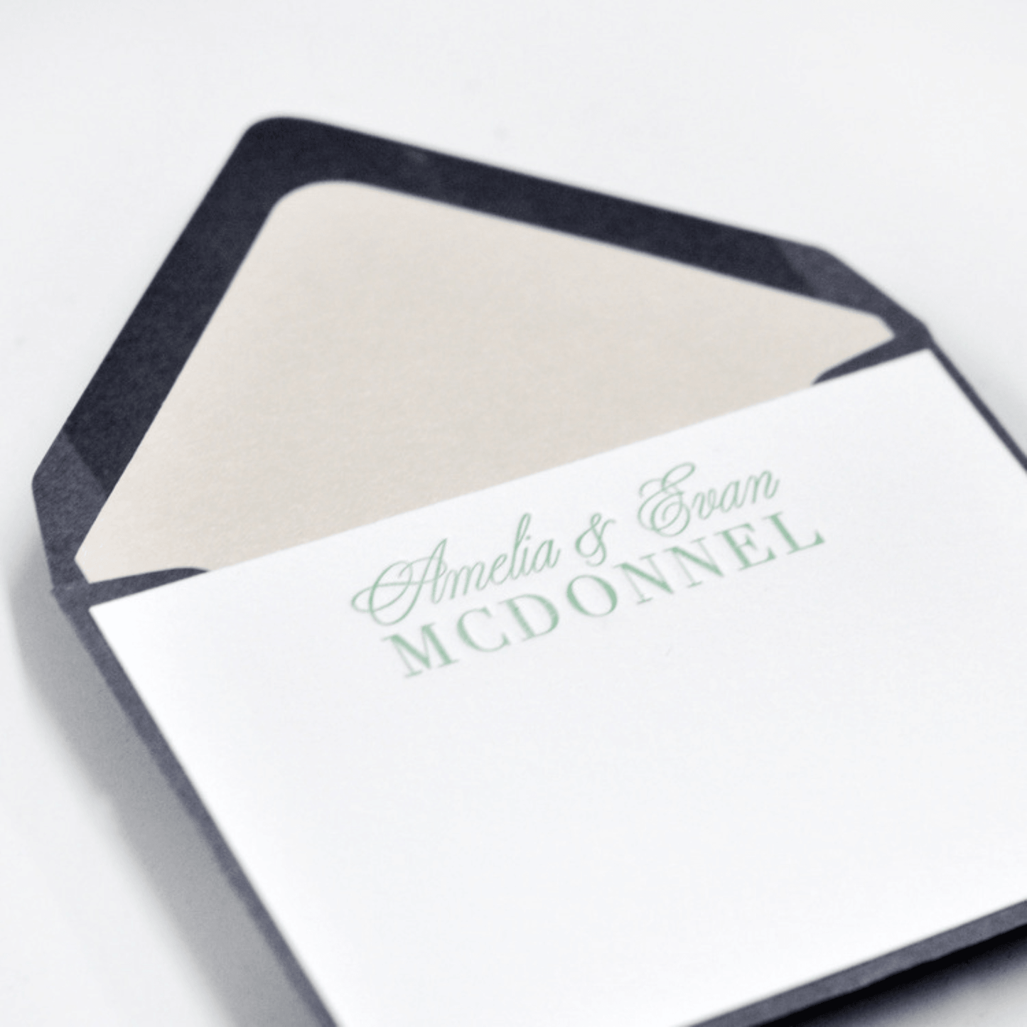 Peach and Green Floral  Design 16 Personalized Letterpress Note & Enclosure Cards