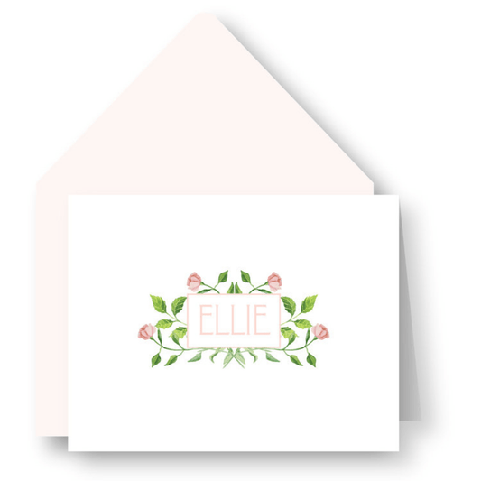 Pink Vine Personalized Folded Notes - D12 - CR41