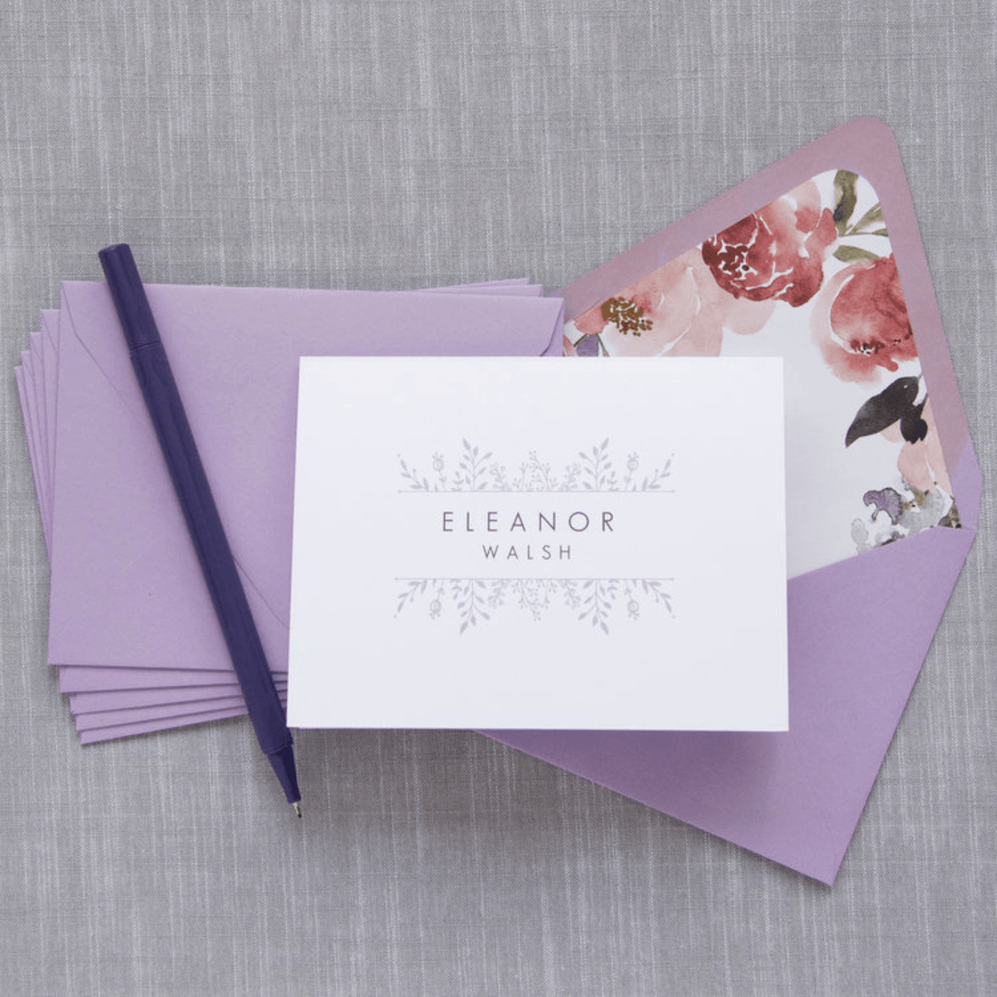 Plum Garden Personalized Folded Notes - D13 - M190