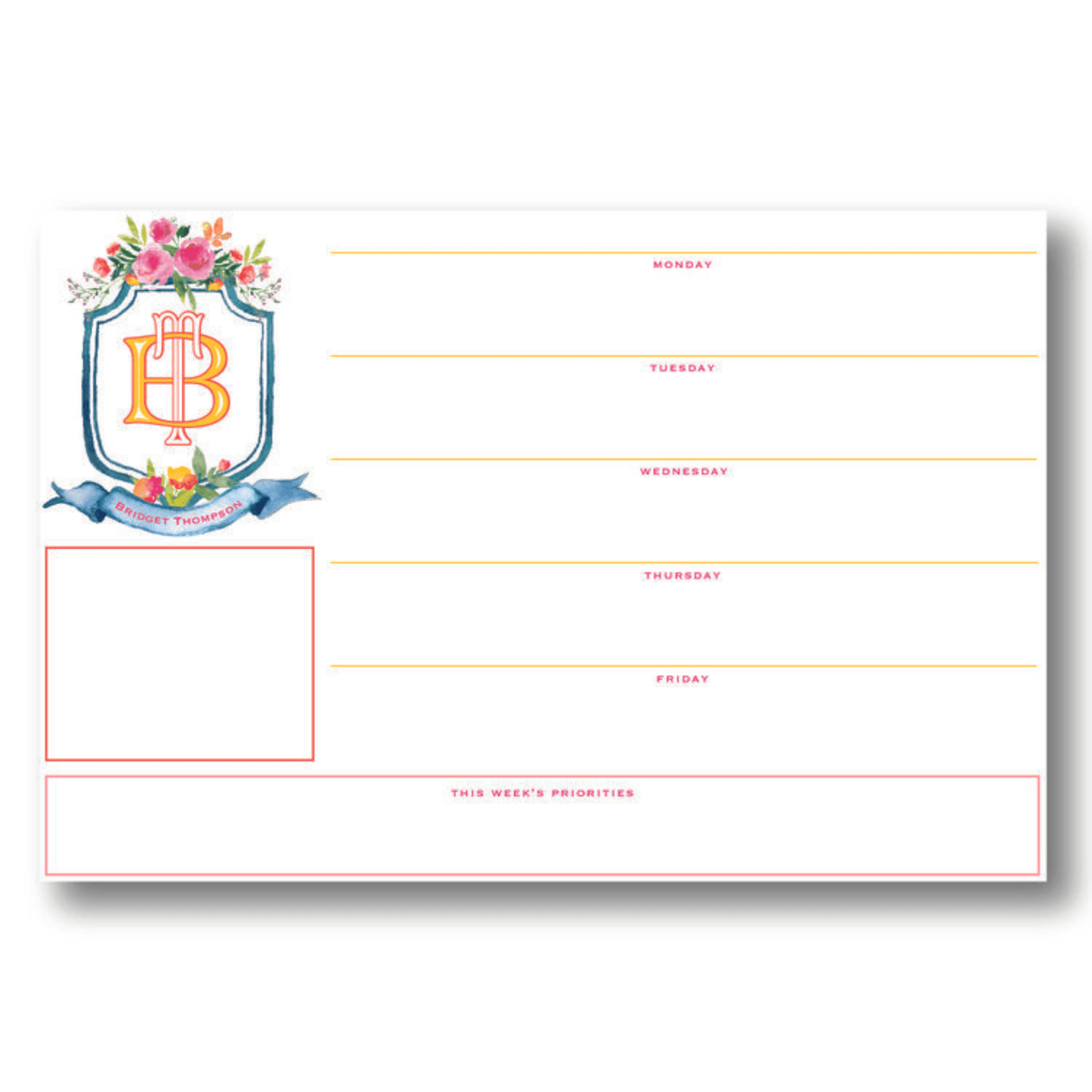 Small Floral Crest V2 Personalized Desk Pad with Monogram