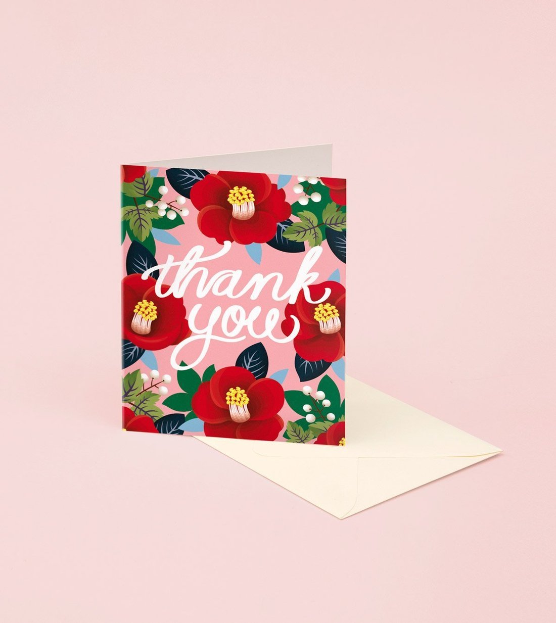{Clap Clap Design} Boxed Notecards :: Tsubaki Red Camellia Thank You :: Set of 8